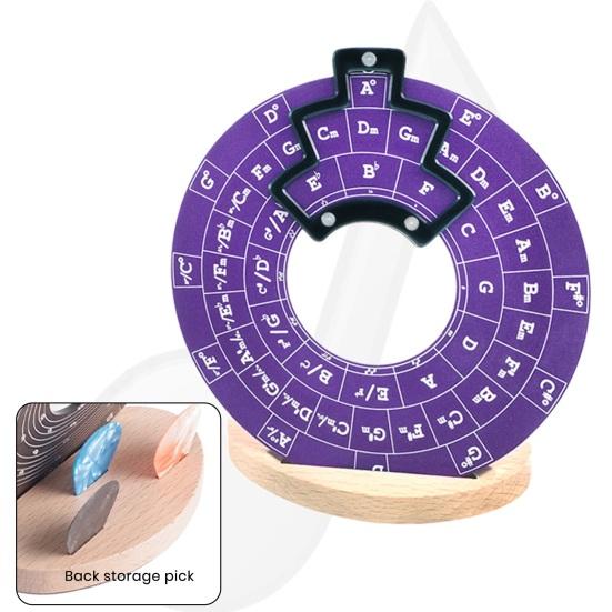 Круглый металлический инструмент для аккордов Circle of Fifths Wheel с деревянной подставкой для музыкальных инструментов