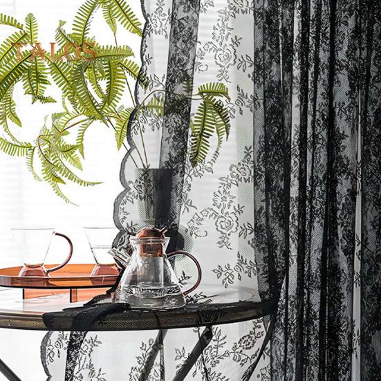 Lace Sheer Easy Universal Curtain To Install Vintage Floral Sheer Gothic Curtain Bedroom Luxury Light Filtering Drapes Window Treatment