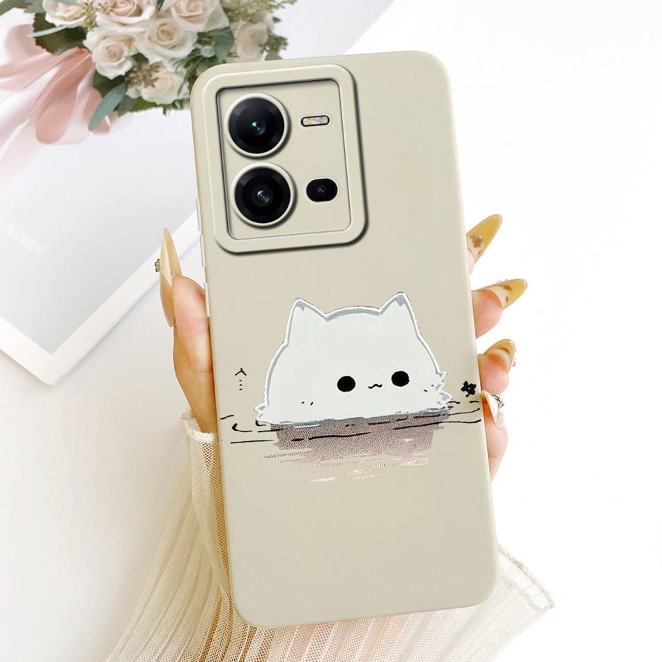 For Vivo V25 V25e 4G Cute Cat Flower Cartoon Phone Case For Vivo V25 V 25 25E V2201 V2202 Shockproof Soft Silicone Covers Bumper