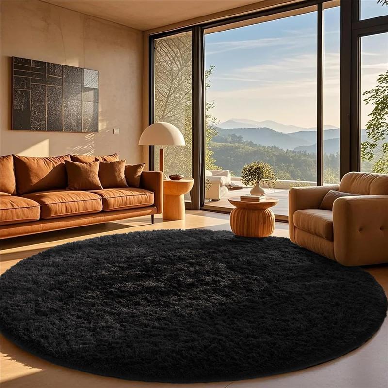 2x2m Super Soft Plush Round Rug Mat Fluffy White Carpets for Living Room Home Decor Bedroom Kid Room Decoration Salon Thick Pile Rug