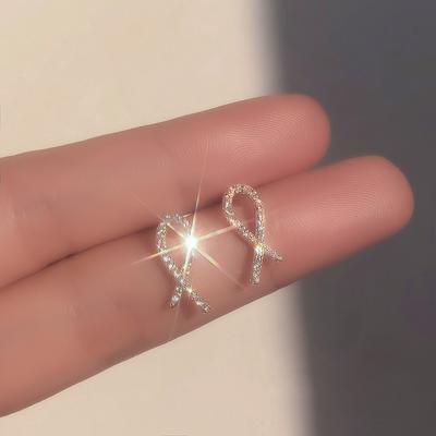 Серьги-гвоздики с крестиком, женские серьги Niche Design Sense Flash Diamond, корейская версия, простые серьги Temperament, осень и зима