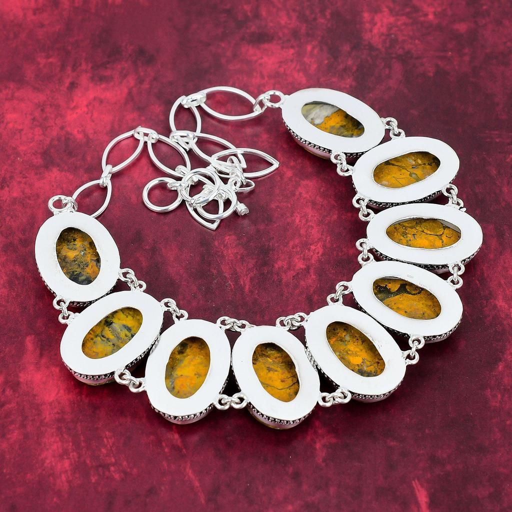Bumblebee Jasper Necklace, 925 Solid Sterling Silver Gemstone Jewelry, Handmade Necklace For Mother Day