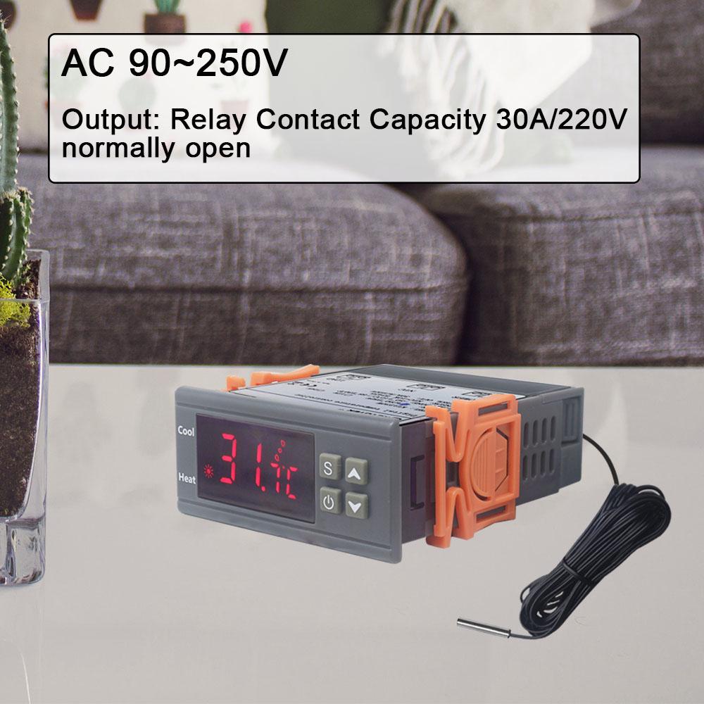 KT1230W 90-250V 30A C/F Digital Thermostat Temperature Controller Regulator -50~110C with NTC Sensor Relay Output