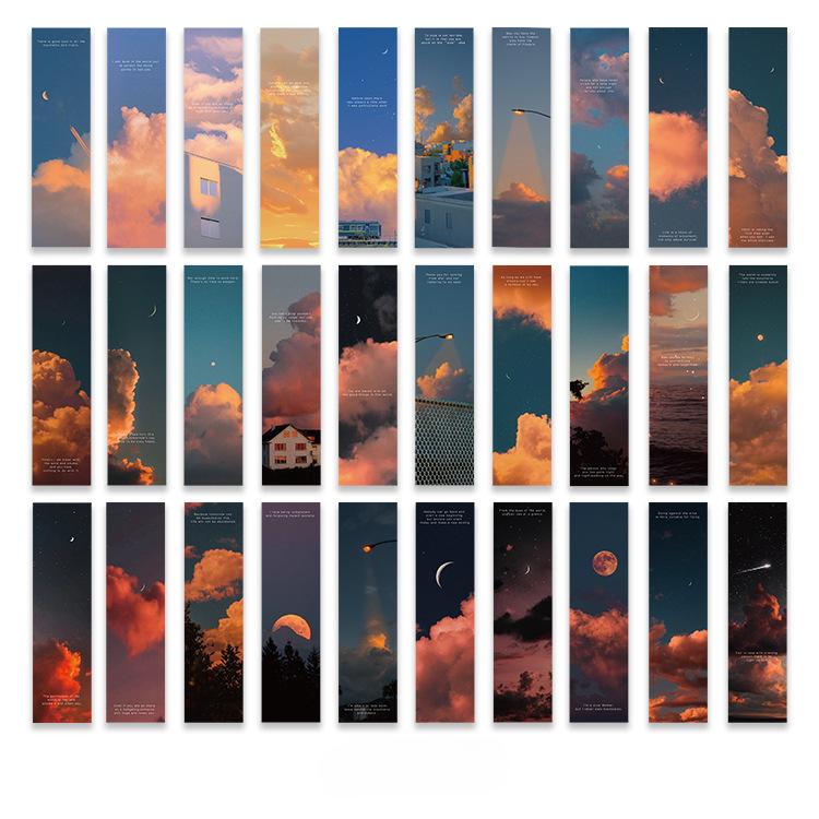 30pcs/set Ins Landscape Character Bookmark Creative Handbook DIY Abstract Paper Cards for Students Teacher's Day Gift