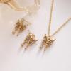 European-American Butterfly Jewelry Set: Diamond Necklace & Earrings