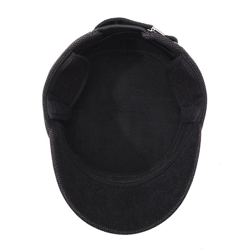 Кепка для людей среднего и пожилого возраста, мужская шерстяная плоская кепка, осенне-зимняя теплая кепка для отца, толстая защитная кепка для ушей