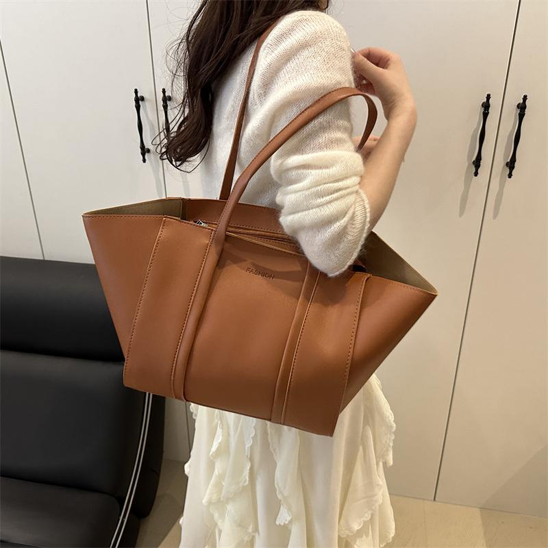 Минималистичный набор сумок-тоут с принтом букв из ПУ, на молнии, на плечо для женщин для покупок и повседневного использования