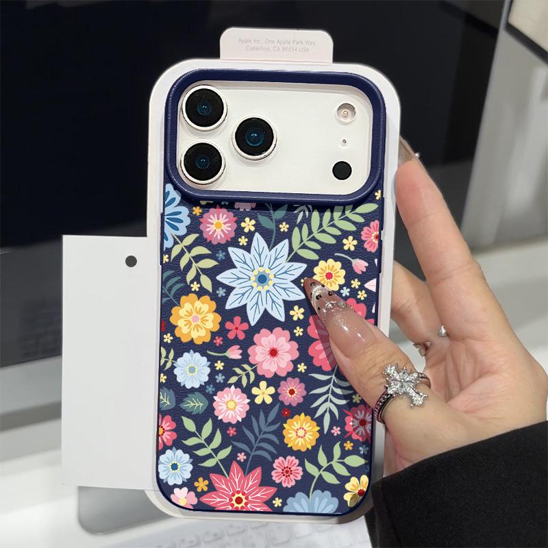 Винтажный чехол с цветочным узором для iPhone 17 18 Pro Max Силиконовый чехол с текстурой кожи для iPhone 16 15 14 13 Pro Max 16E 17E