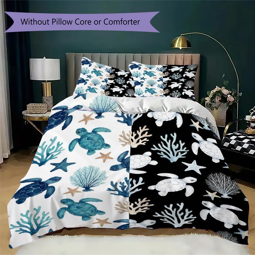 Repeat Turtle Pattern Bedding uilt Set uilt Cover Pillowcase Home Decoration Birthday Gift (1 * duvet cover + 2 * pillowcase without core)