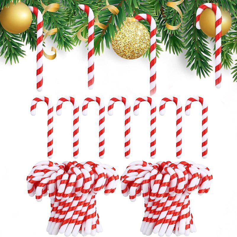 6/12/24Pcs Christmas Decoration Plastic Candy Canes DIY Hanging Xmas Tree Ornaments for Home Decor Party New Year Gift Accessory