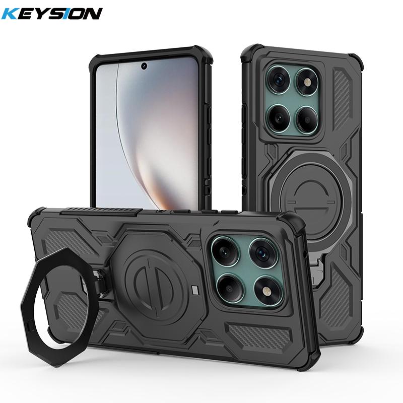 KEYSION Противоударный магнитный чехол для Motorola Edge 60 Fusion 5G с подставкой-кольцом для просмотра в вертикальном положении, задняя крышка для телефона MOTO Edge 60 60S 5G
