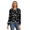 Women's Jacket Autumn Sequin Decorated Stars Silver Embellished Zip Jacket