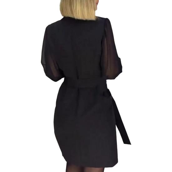 Женское платье с V-образным вырезом, пайетками, сеткой, лоскутным рукавом, шнуровкой, тонкой талией, неровным подолом, длиной до колена, официальное платье миди в деловом стиле