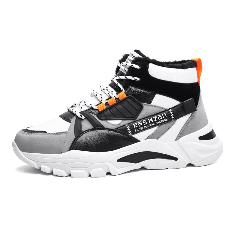 Мужские кеды зимние высокие кеды корейская версия с флисом мужские туфли Теплые папины кроссовки Мужские хлопковые туфли