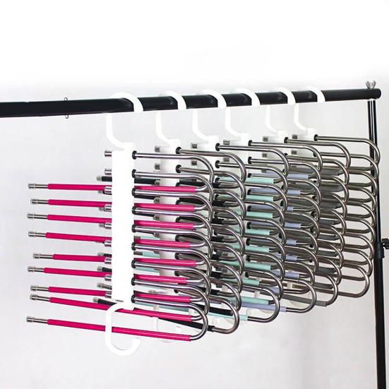Multi-layer Trouser Rack Storage Holder Anti-Slip Foldable Design Versatile Stainless Steel Anti-Slip Clothes Hanger Scarf Holder