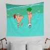 PPhineas And FFerb Cartoon Tapestry Wall Hanging Tapestry Art Deco Blanket Curtain Hanging At Home Bedroom Living Room Decor