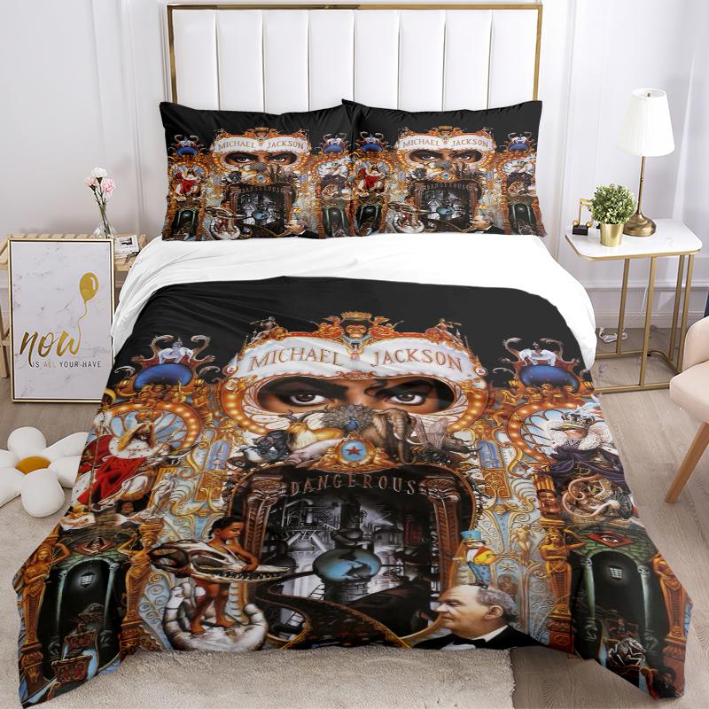 3Pcs Michael Jackson Dangerous Album Cover Bedding Sets For All Sizes New 3D Printed Bed Cover Comforter Duvet Cover Pillowcase Bedroom Decoration