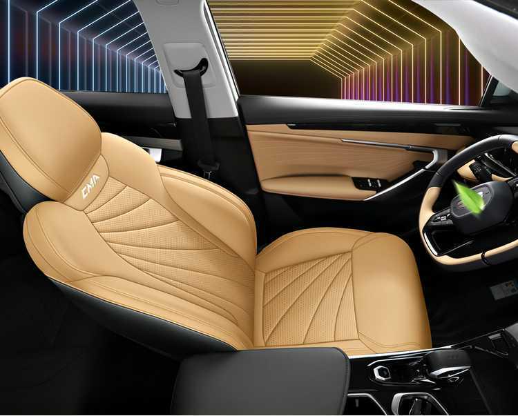 Дышащие перфорированные кожаные чехлы на сиденья для Geely Boyue L 23-25 – Полное покрытие, для использования в любое время года