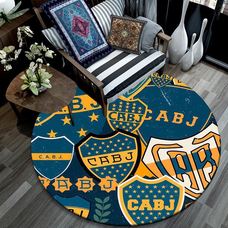 Club Atletico Boca Juniors Round Area Rug,Carpet Rug for Living Room Bedroom Sofa Playroom Decor,Non-slip Floor Mat
