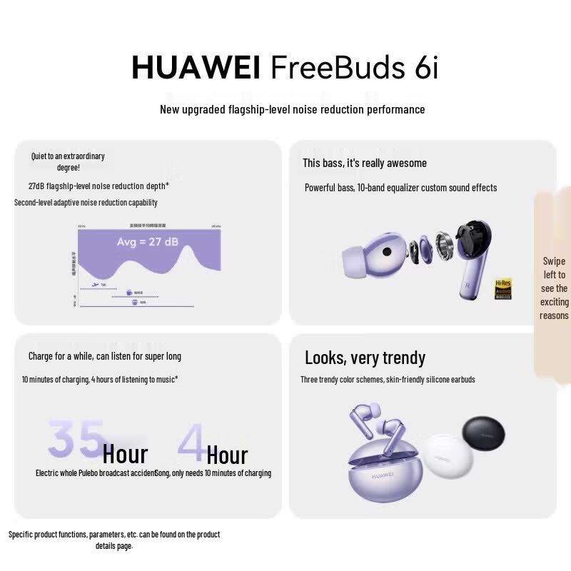 Huawei Беспроводные Bluetooth-наушники FreeBuds 6i с шумоподавлением