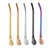 Красочные соломинки для питья чая из нержавеющей стали 304, фильтр для чая мате, многоразовая металлическая кухонная барная ложка для размешивания молочного чая