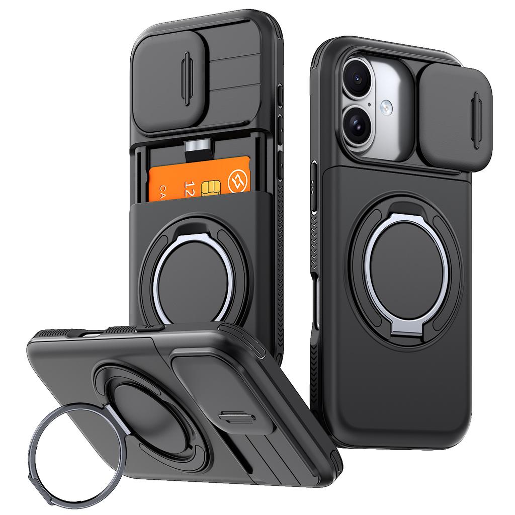 Защитная крышка для объектива камеры с держателем для карт для Iphone 17 Pro Max 16 Plus 17pro Iphone16 Iphone17 Двухслойные бронированные аксессуары