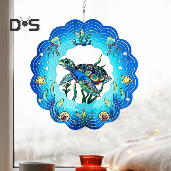 3D Animal Wind Spinner Decoration with Hook Indoor Outdoor Garden Yard Porch Colorful Turtle Butterfly Rooster Dragonfly Flower Wind Chime Hanging