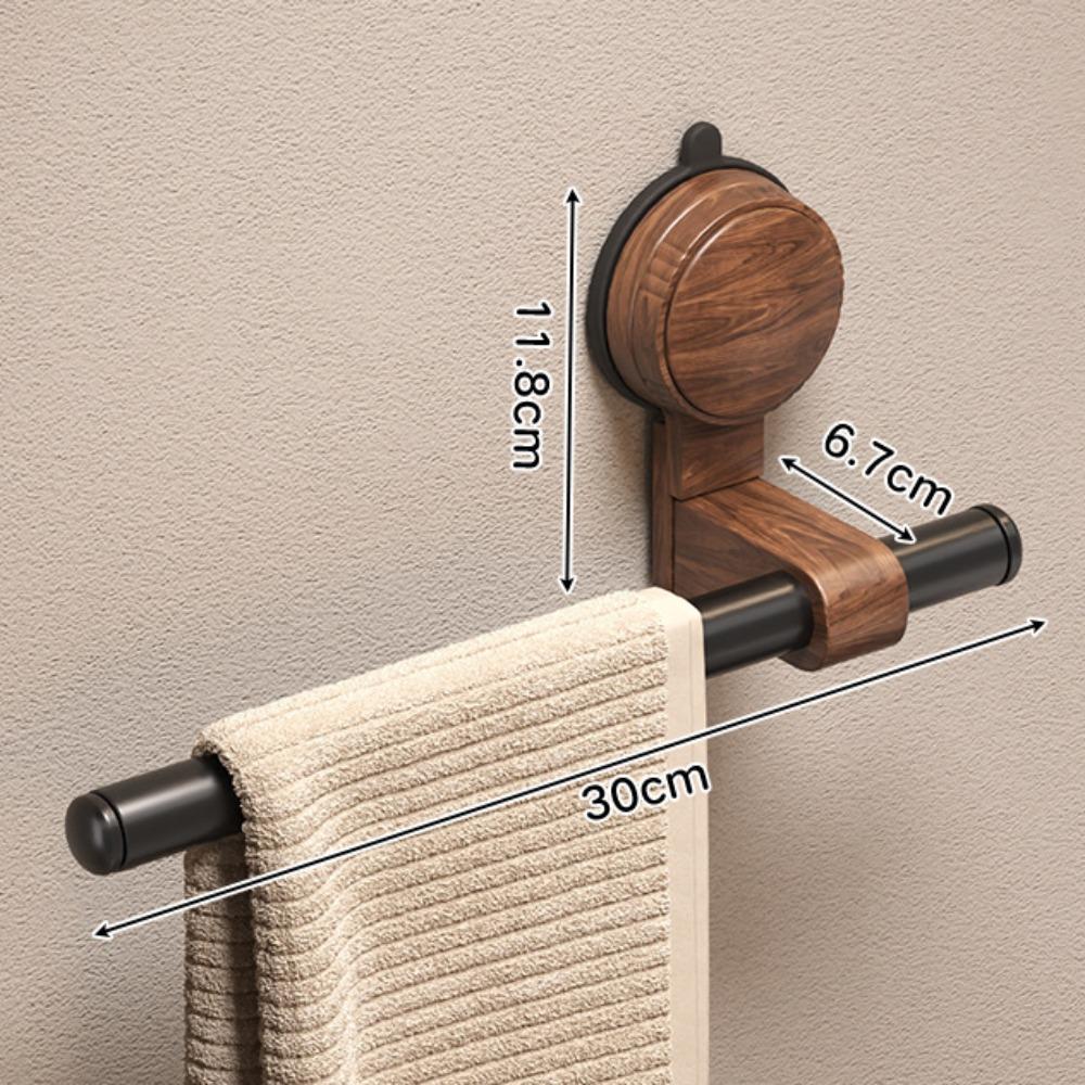 Plastics Walnut Wooden Towel Bar Walnut Wood Suction Mount Towel Bar No Hole Towel Bar  Shower room