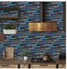 6/12/24pcs Retro Blue Peel and Stick Wallpaper Waterproof PVC Vintage Tile Stickers for Backsplash Fireplace and Living Room
