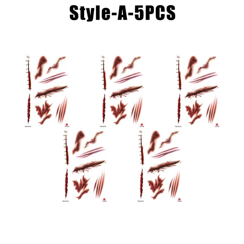 Хэллоуин Водонепроницаемые Временные Наклейки Татуировки Сексуальный Кровавый Макияж Зомби Шрам Татуировка Украшение Рана Ужас Кровь Наклейка