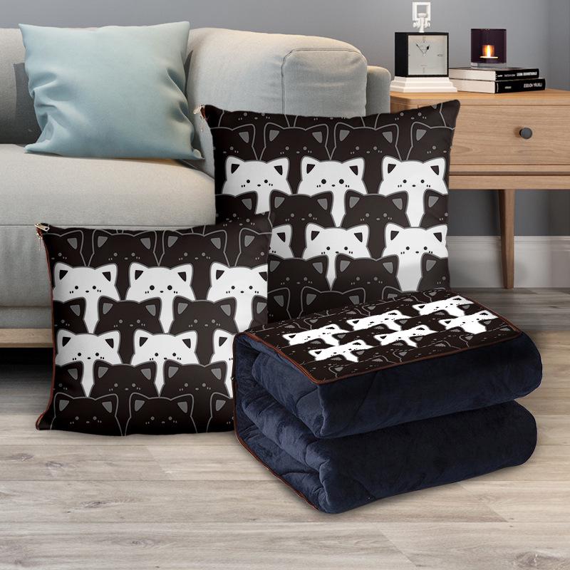 Персонализированная мультяшная флисовая плюшевая подушка-плед