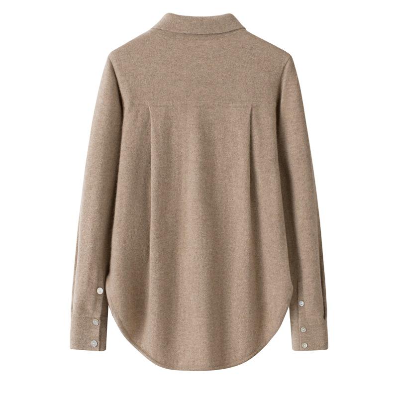 Кардиган из 100% чистого кашемира с расслабленным воротником поло - Свитер средней длины