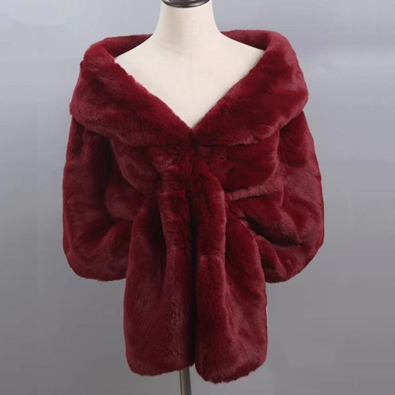 Женская теплая однотонная шаль из искусственного меха, мягкая удобная модная шаль из искусственного меха, накидка для свадебной вечеринки, синяя искусственная шерсть