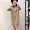 Осенне-зимнее женское платье-свитер с полувысоким воротником, пуловер, рубашка-свитер, свободное трикотажное платье средней длины Tide