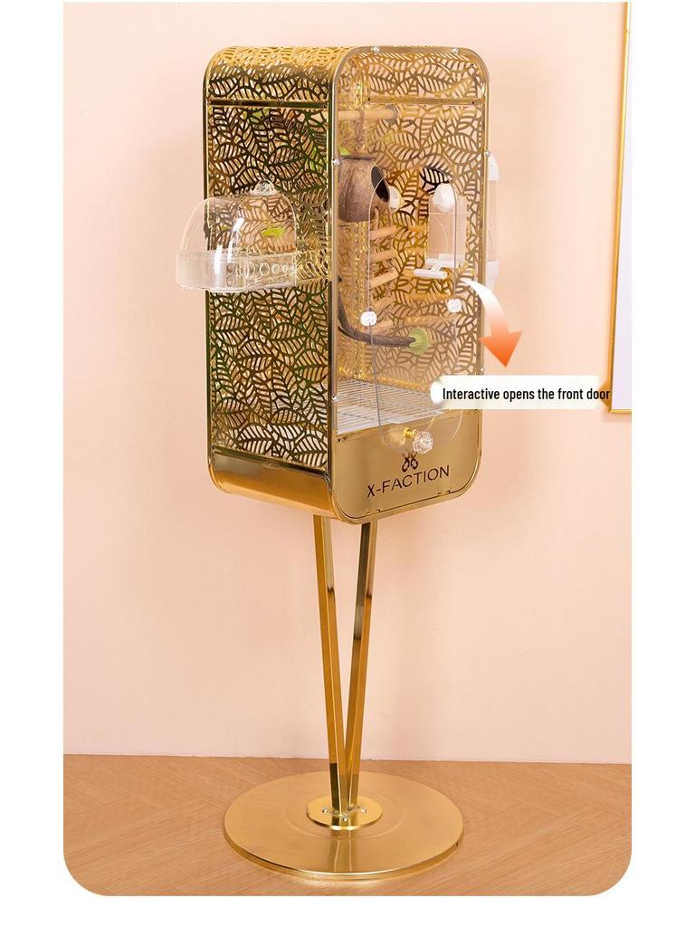 Golden Luxury Bird Villa: Parrot & Cockatiel Floor-Standing Birdcage