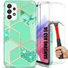 Защитный чехол - BOOLING - для Samsung Galaxy A53 5G - Узор Бирюзовый Мрамор - 2 Закаленных Стекла в Подарок - Ударопрочный