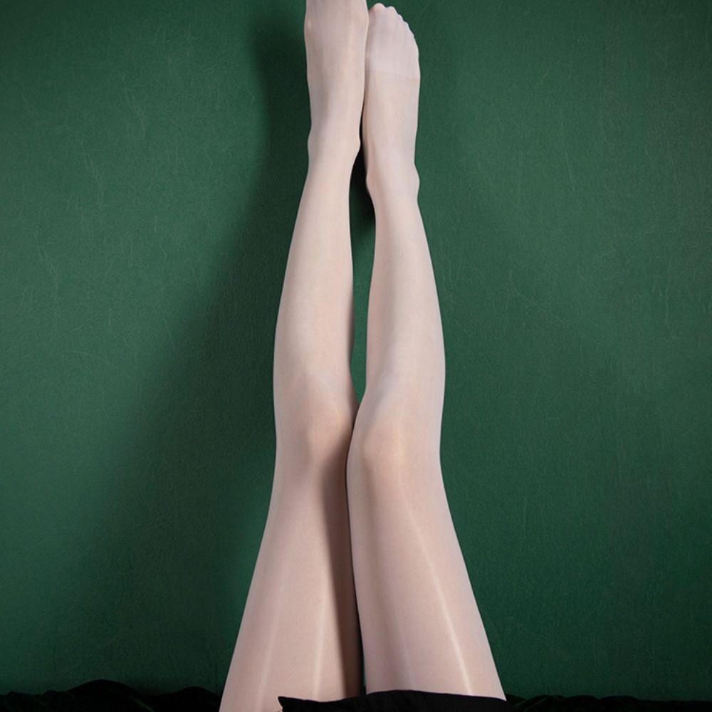 Oil Bright Shimmer Tights 360°Seamless Crotch Sheer Pantyhose Shaping Silk Stockings Girls