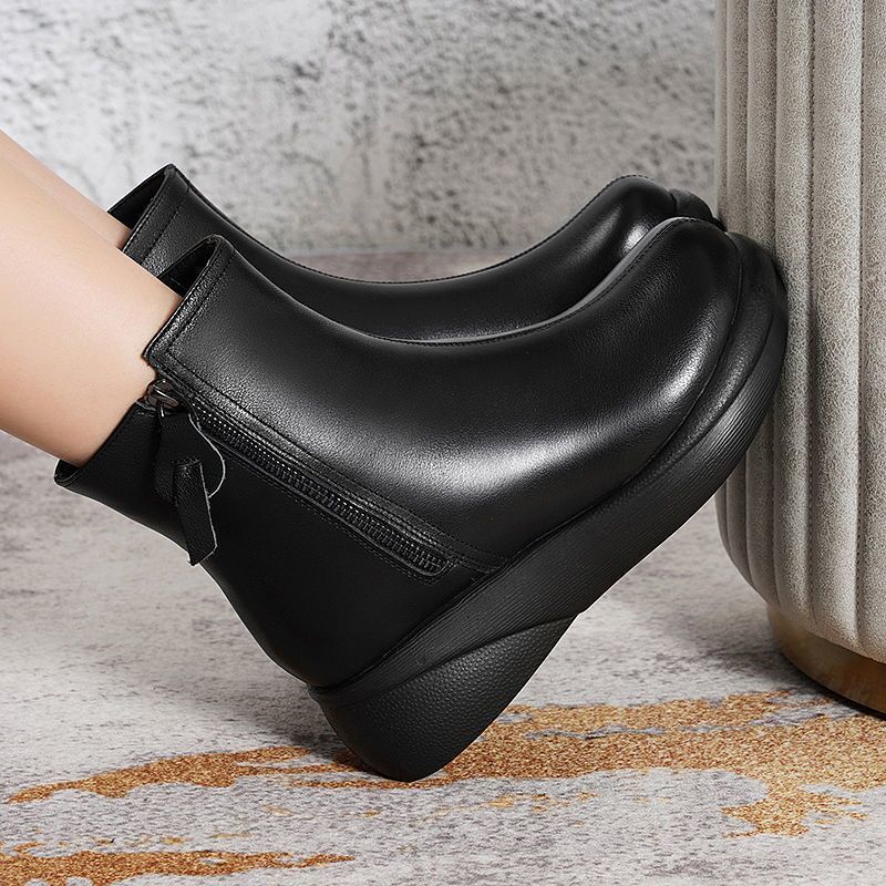 Зимние новые утолщенные теплые хлопковые ботинки с круглым носком, легкие бархатные удобные универсальные женские туфли