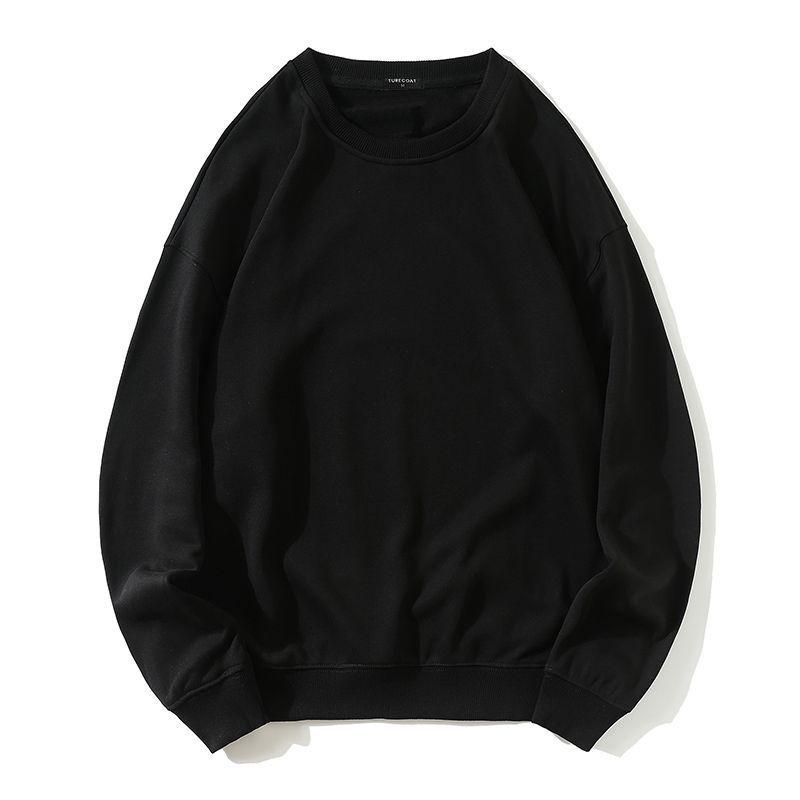Мужской модный однотонный свитшот с круглым вырезом - Повседневный, Универсальный, Свободного кроя, Микро-спущенное плечо, Пуловер для весны и осени