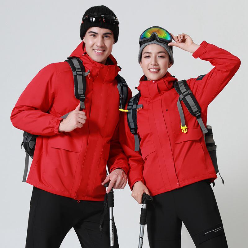 Мужская и женская отстегивающаяся флисовая ветровка три в одном: Ветрозащитная, Водонепроницаемая, Теплая куртка для пеших прогулок для пар.