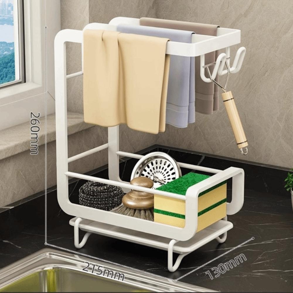 Multifunctional Wall-mounted Dishcloth Rack 2 Layers Space Saving Kitchen Storage Rack Countertop Sink Drain Rack Kitchen