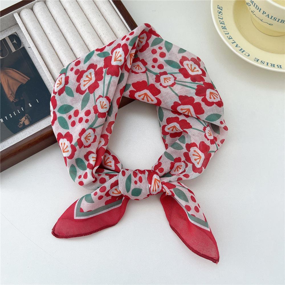 Маленький квадратный шарф из хлопка и льна, шелковый шарф, женский, весна и осень, новый стиль, художественный и универсальный, модный, темпераментный шарф-повязка на голову