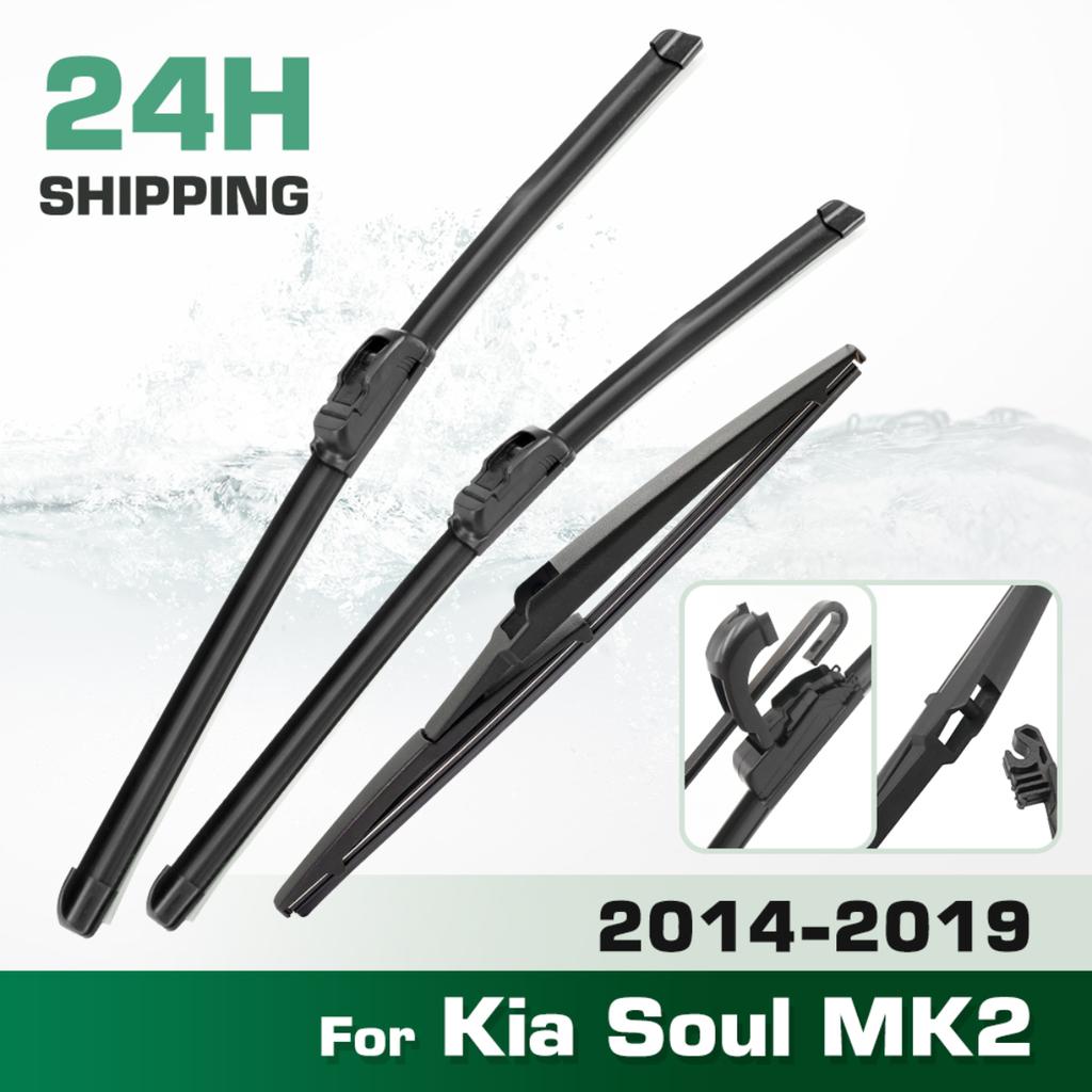 For Kia Soul MK2 2014-2019 2015 2016 2017 2018 Wiper Front & Rear Wiper Blades Windshield Windscreen Window Brushes 24"+20"+11