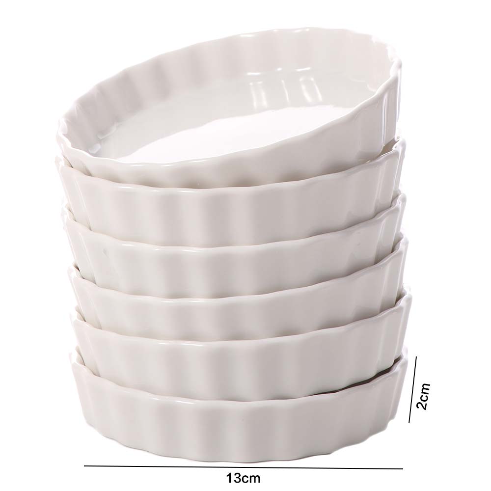 6pcs Ceramic Creme Brulee Ramekins Round Souffle Dishes Individual Serving Pie Baking Tray  Pudding