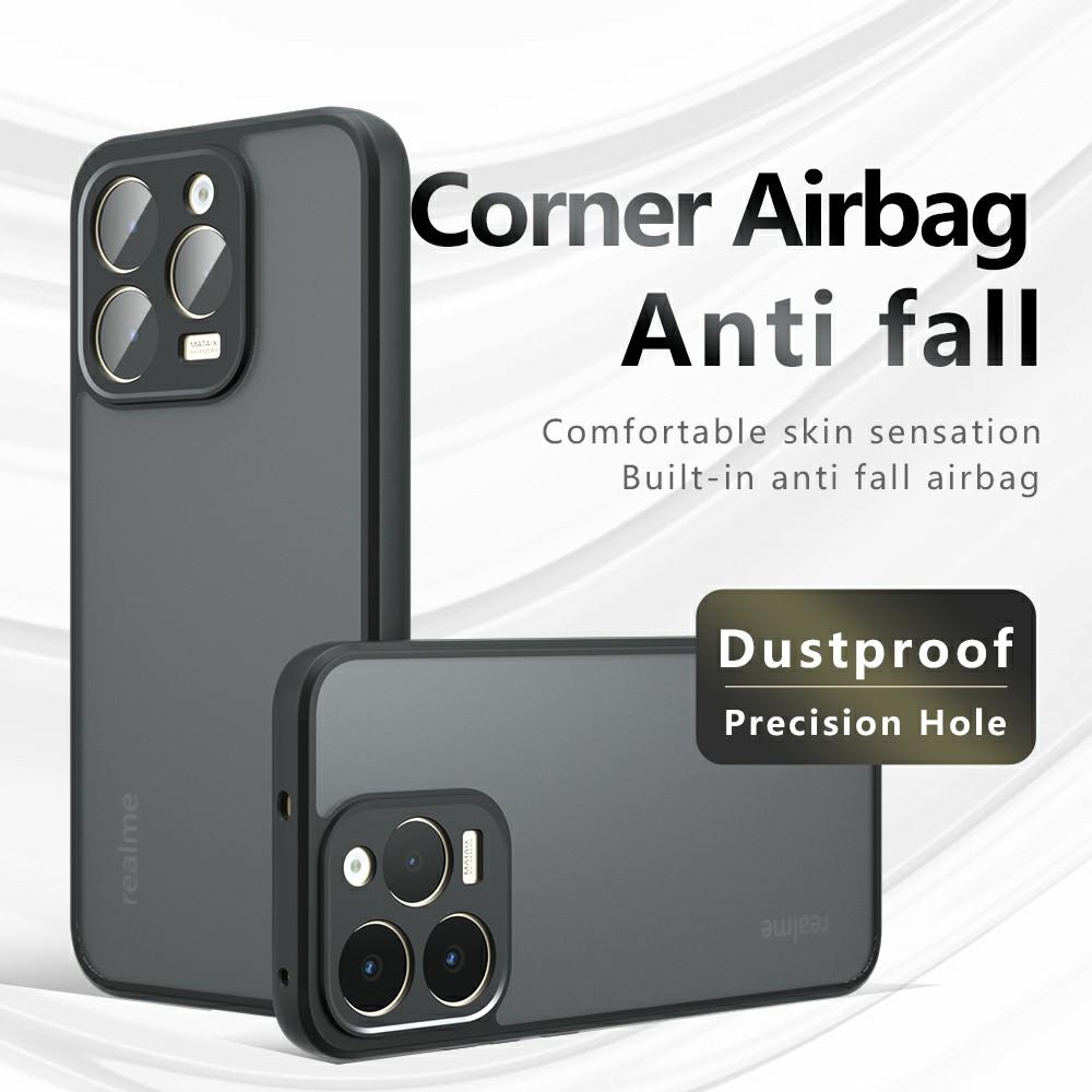 For Realme 15T 5G Case Skin-Touch TPU + PC Matte Phone Back Cover, Transparent Black