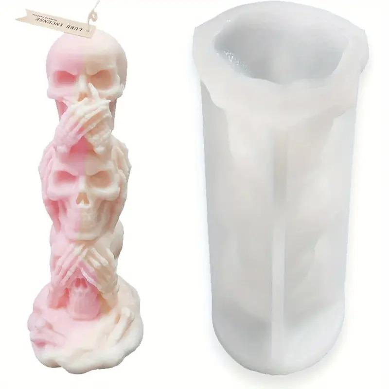 1-5 шт. Хэллоуин DIY Форма для свечей 3 шт. - Силиконовая форма Тыква Череп Гримаса для Ароматерапевтического Воска Жуткое Украшение для Домашней Вечеринки