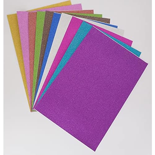 Glitter Sheets for Jumbo Fans, 10-Color Set, Sticker Type, A4 Size (Glitter Sheets)