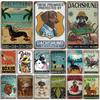 Vintage Cute Pet Dogs Poster Metal Tin Signs Dachshund Bulldog Metal Plaque For Garden Coffee Shop Kitchen Home Wall Art Decor