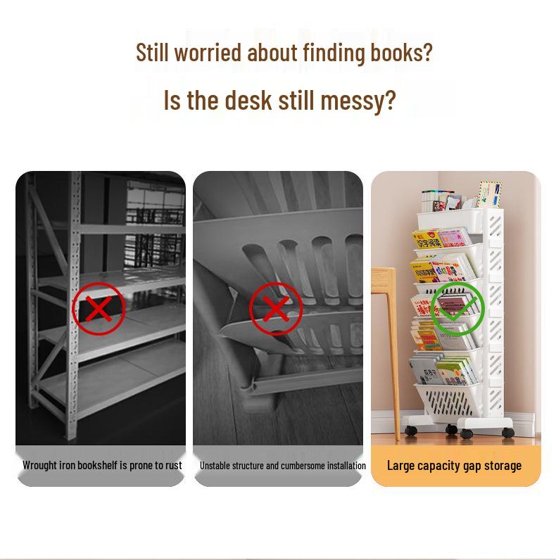 Настенная книжная полка и органайзер для стола с передвижным столиком и тележкой