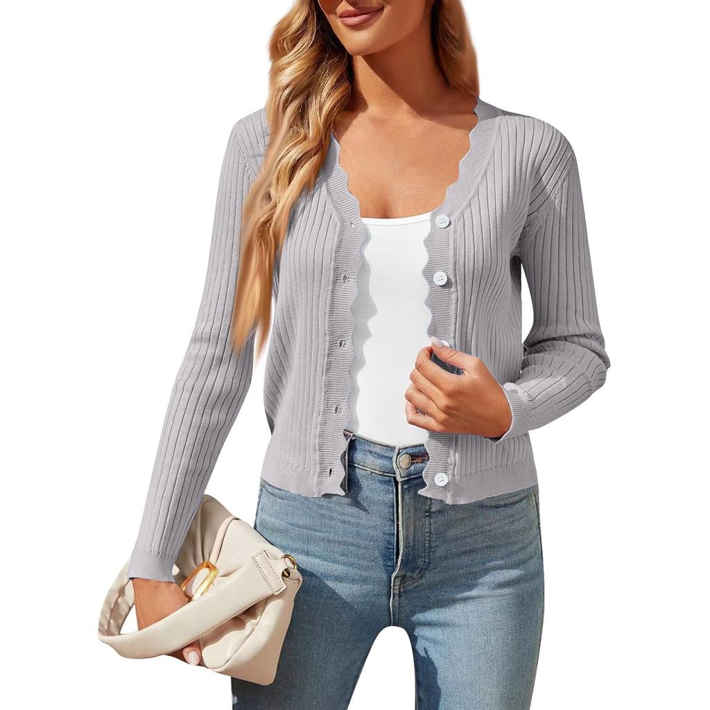 Женская мода V-образный вырез длинный рукав короткий женский вязаный кардиган свитер пальто